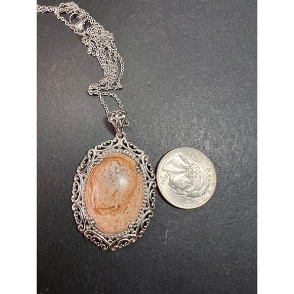 NEW picture jasper pendant in stainless steel with chain - Picture 5 of 8